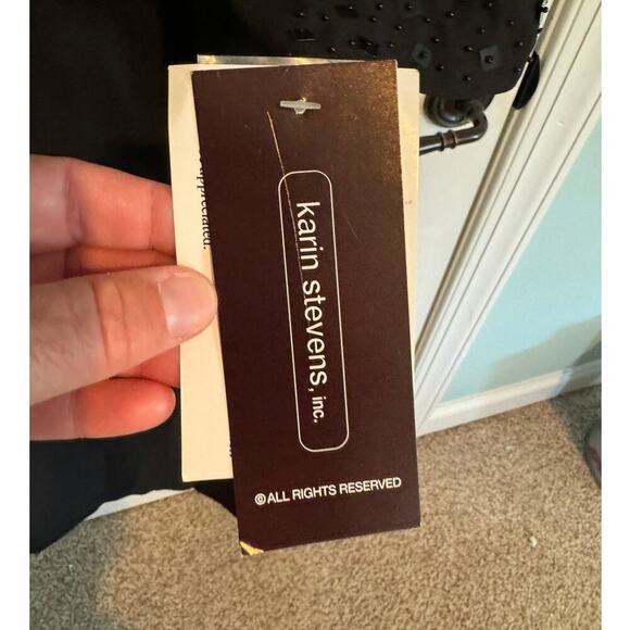 NWT -KARIN STEVENS Black Evening Dress w/ Sparkle & Sequins, 3/4 sleeve, size 14 - Picture 12 of 12